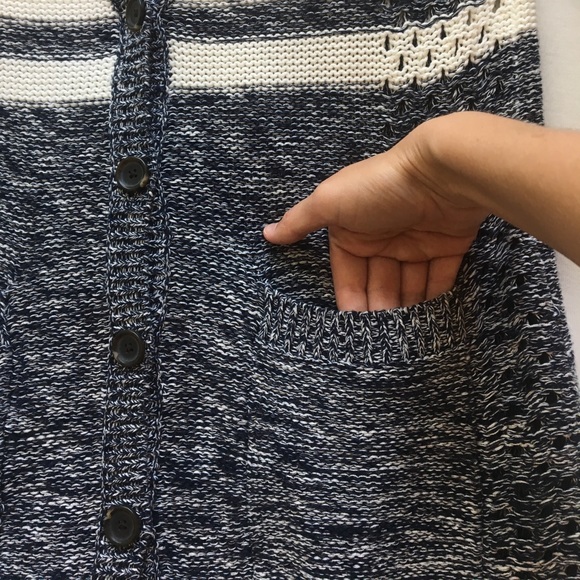 Navy and white crocheted sweater! - Picture 3 of 8